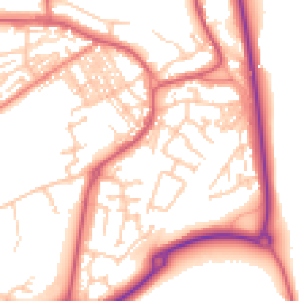 Daytime road noise heatmap for SR2 0QE