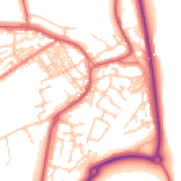 Daytime road noise heatmap for SR2 0QR