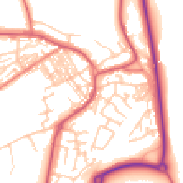 Daytime road noise heatmap for SR2 0QT