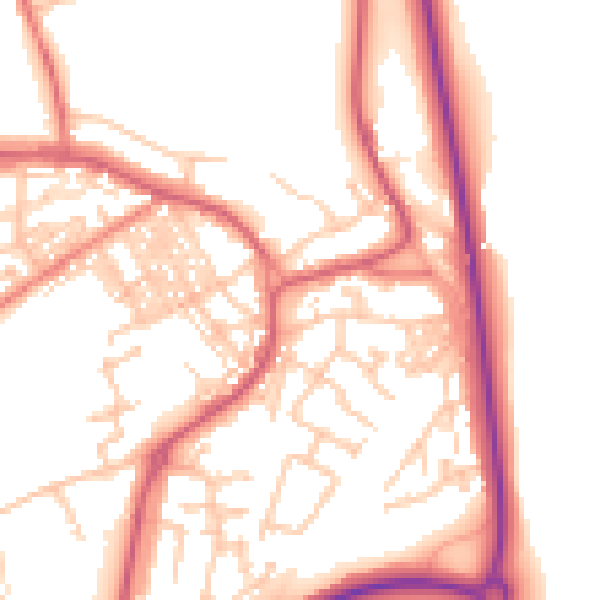 Daytime road noise heatmap for SR2 0QU