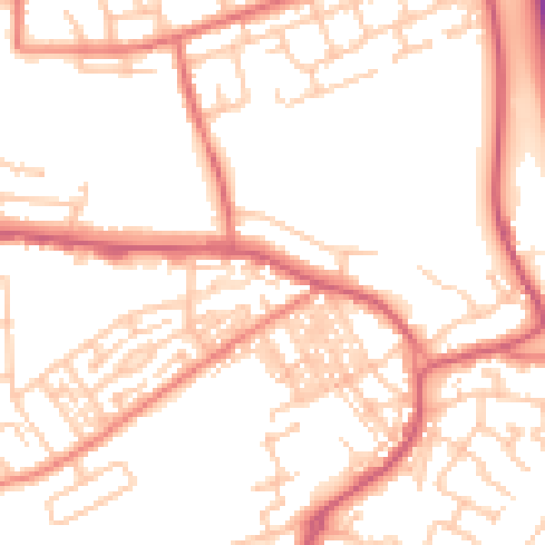 Daytime road noise heatmap for SR2 0RN