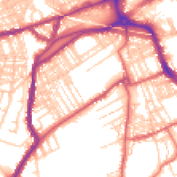 Daytime road noise heatmap for SR2 7JS