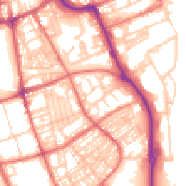 Daytime road noise heatmap for SR2 8AP