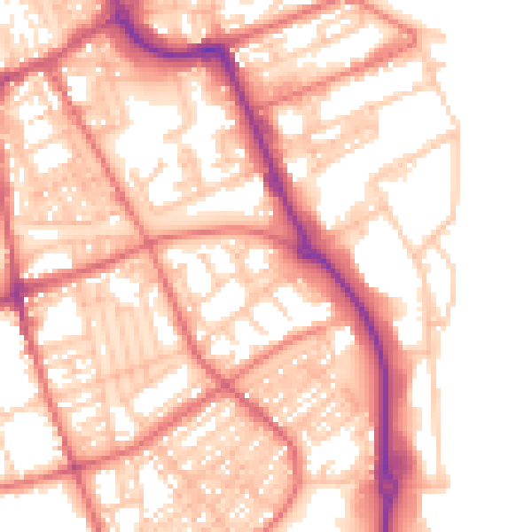 Daytime road noise heatmap for SR2 8AW