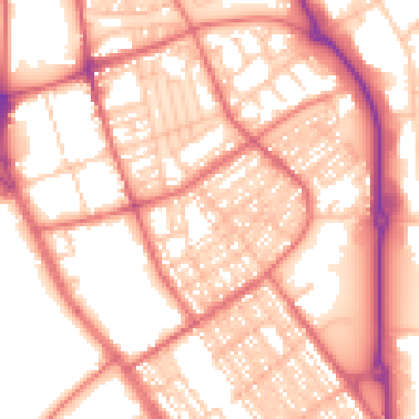 Daytime road noise heatmap for SR2 8BP