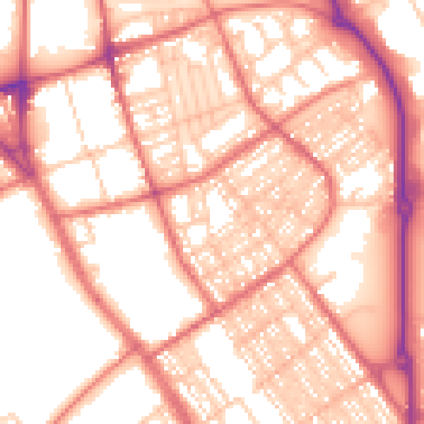 Daytime road noise heatmap for SR2 8BT