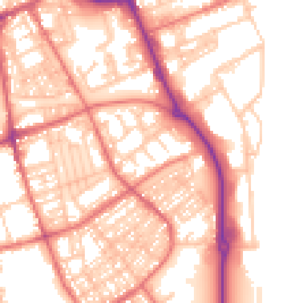 Daytime road noise heatmap for SR2 8BZ