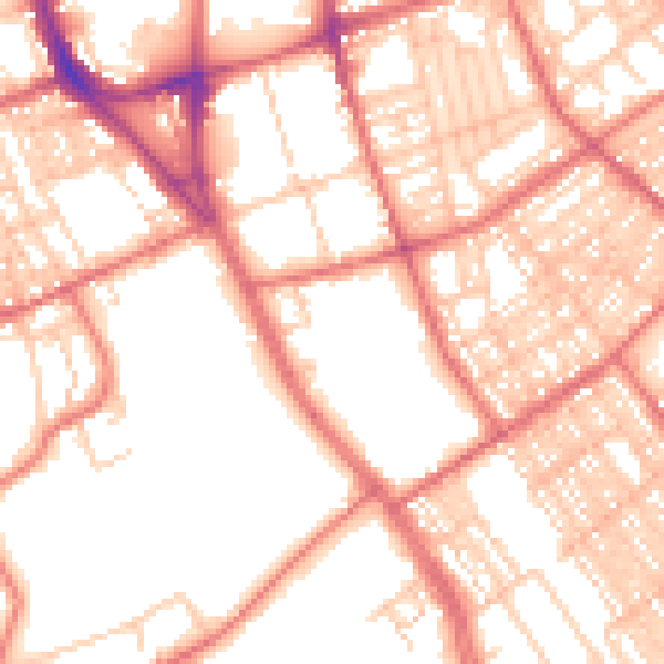 Daytime road noise heatmap for SR2 8DU