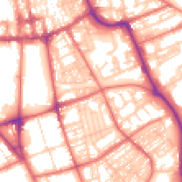 Daytime road noise heatmap for SR2 8DY