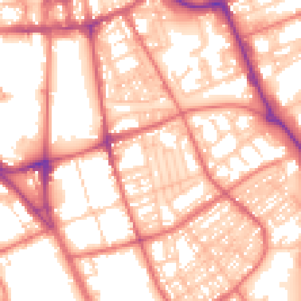 Daytime road noise heatmap for SR2 8EB