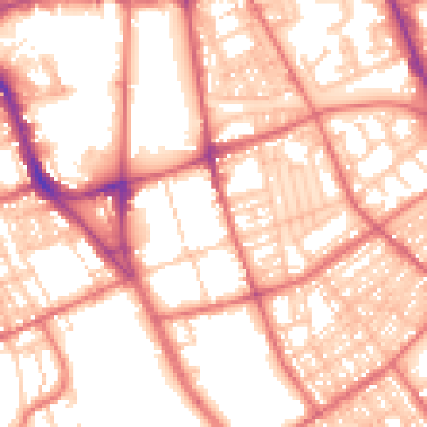 Daytime road noise heatmap for SR2 8EE