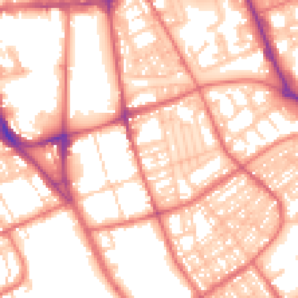 Daytime road noise heatmap for SR2 8EU