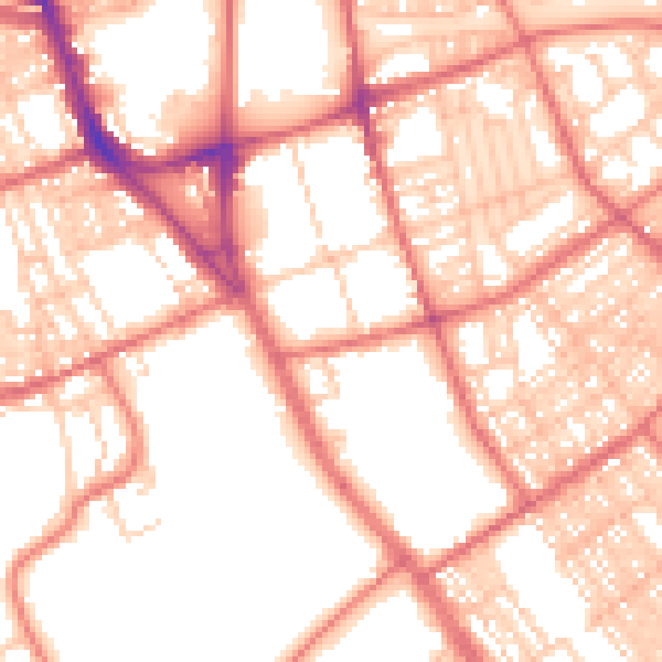 Daytime road noise heatmap for SR2 8HG