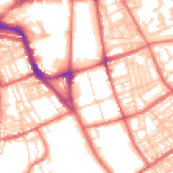 Daytime road noise heatmap for SR2 8HS
