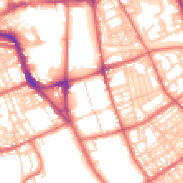Daytime road noise heatmap for SR2 8HT
