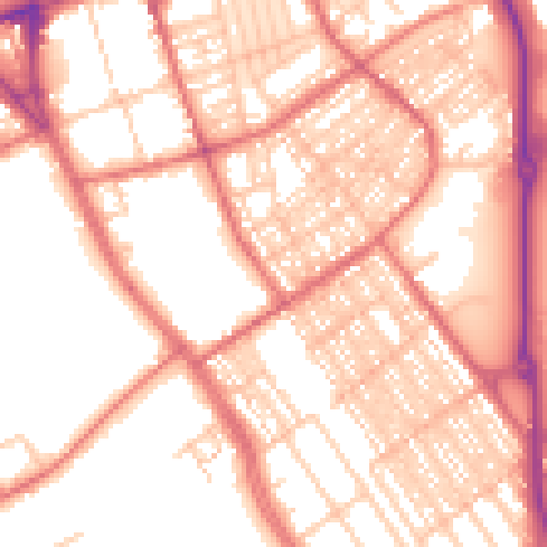 Daytime road noise heatmap for SR2 8JG