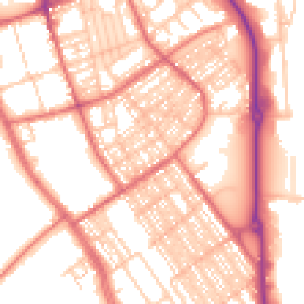 Daytime road noise heatmap for SR2 8JL