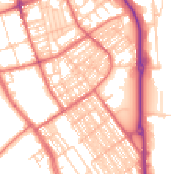 Daytime road noise heatmap for SR2 8JN