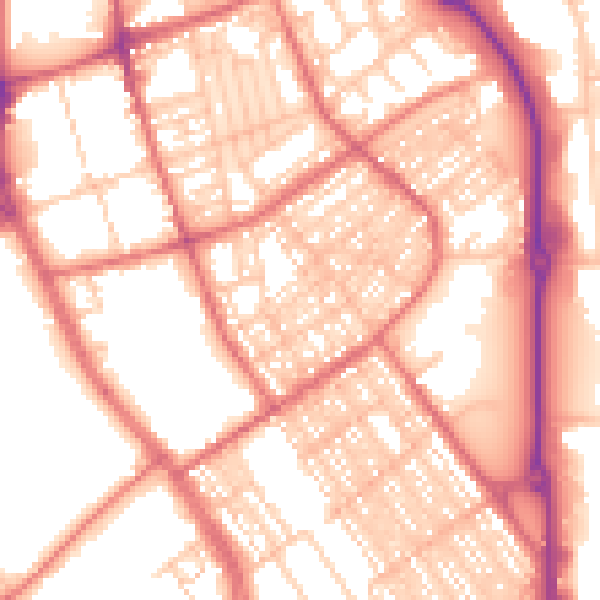 Daytime road noise heatmap for SR2 8JQ