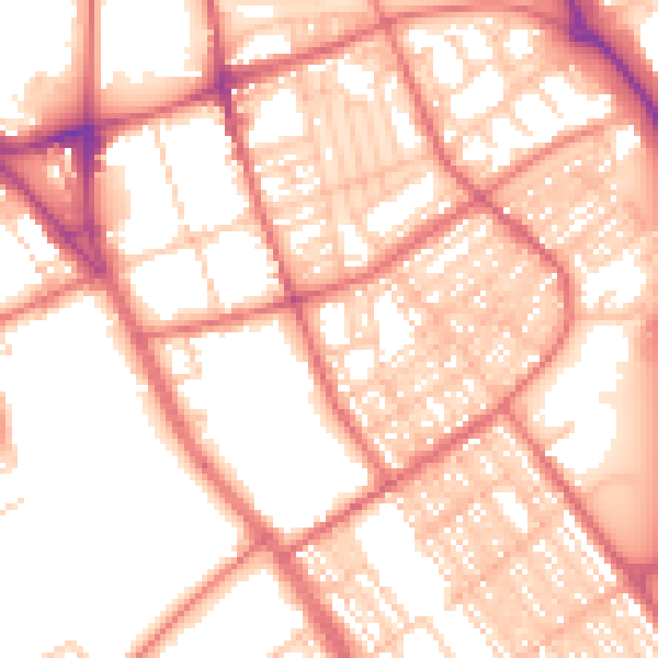 Daytime road noise heatmap for SR2 8JR