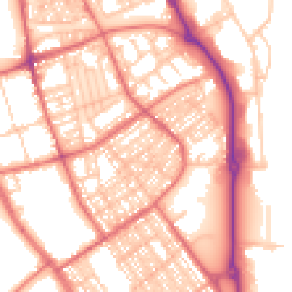 Daytime road noise heatmap for SR2 8LA