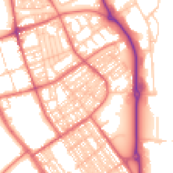 Daytime road noise heatmap for SR2 8LD
