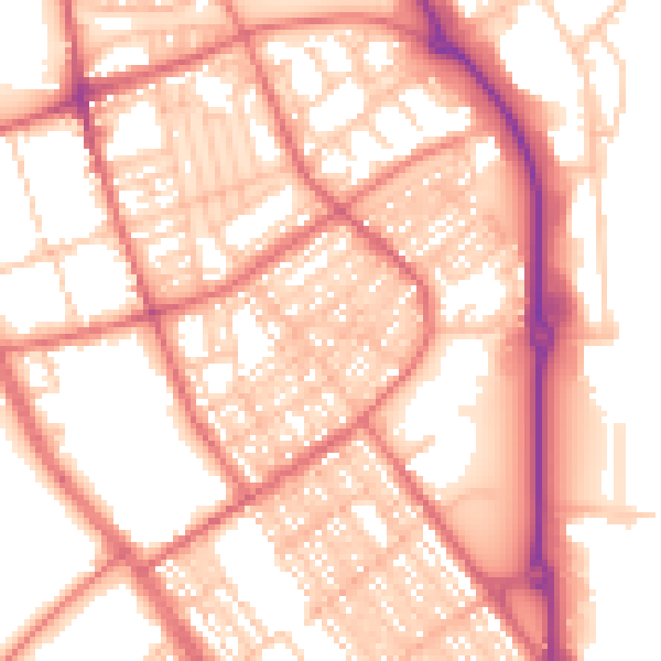 Daytime road noise heatmap for SR2 8LE