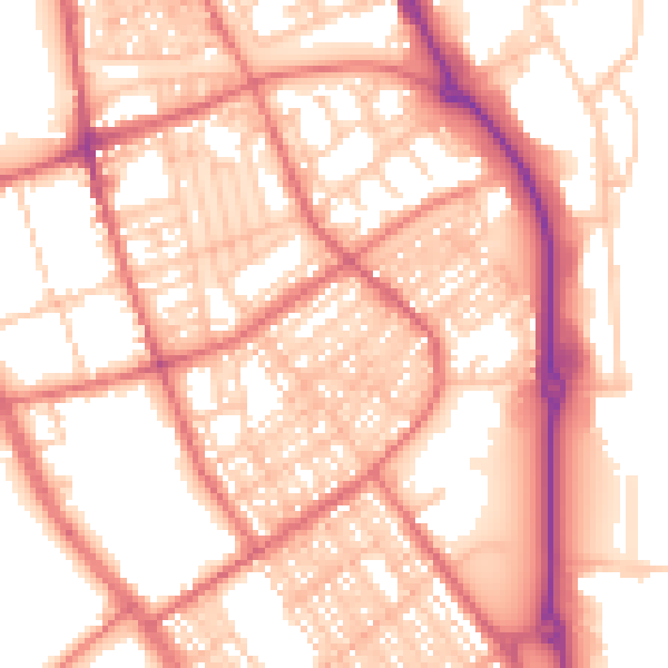 Daytime road noise heatmap for SR2 8LQ