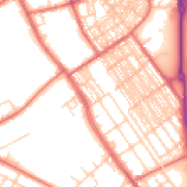 Daytime road noise heatmap for SR2 8RU