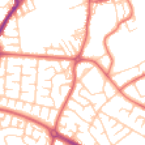 Daytime road noise heatmap for SR2 9AD