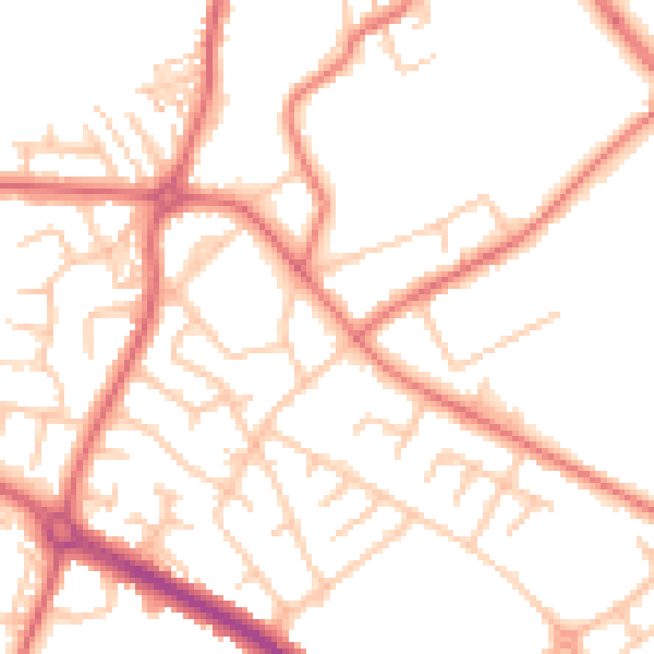 Daytime road noise heatmap for SR2 9BS