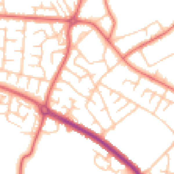 Daytime road noise heatmap for SR2 9DZ