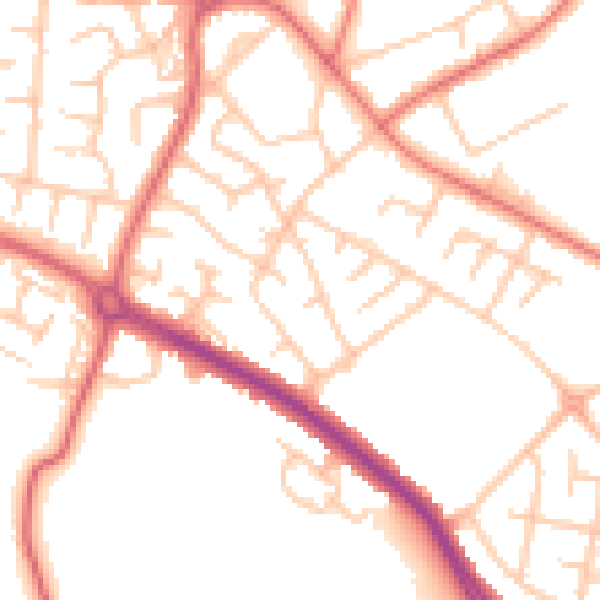 Daytime road noise heatmap for SR2 9ED