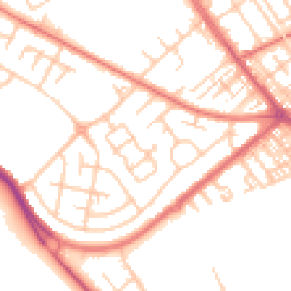 Daytime road noise heatmap for SR2 9HY