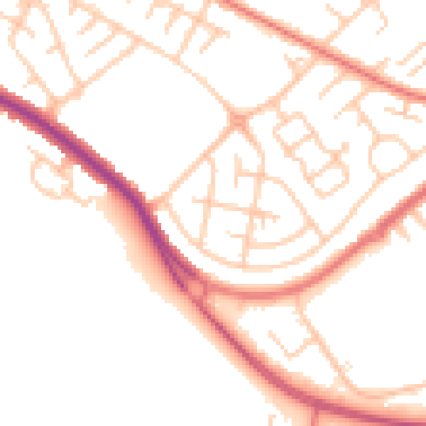 Daytime road noise heatmap for SR2 9JW