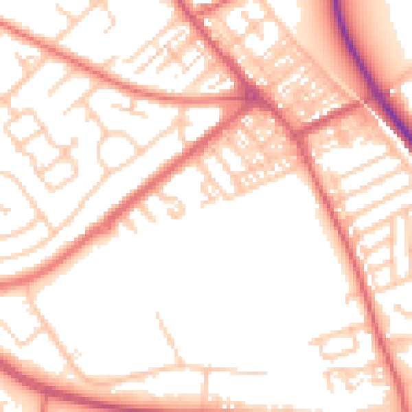 Daytime road noise heatmap for SR2 9PW