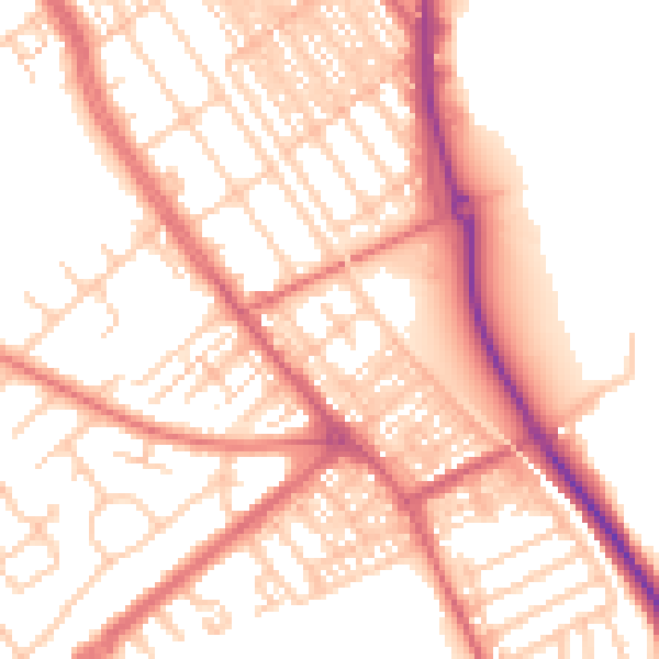 Daytime road noise heatmap for SR2 9QH