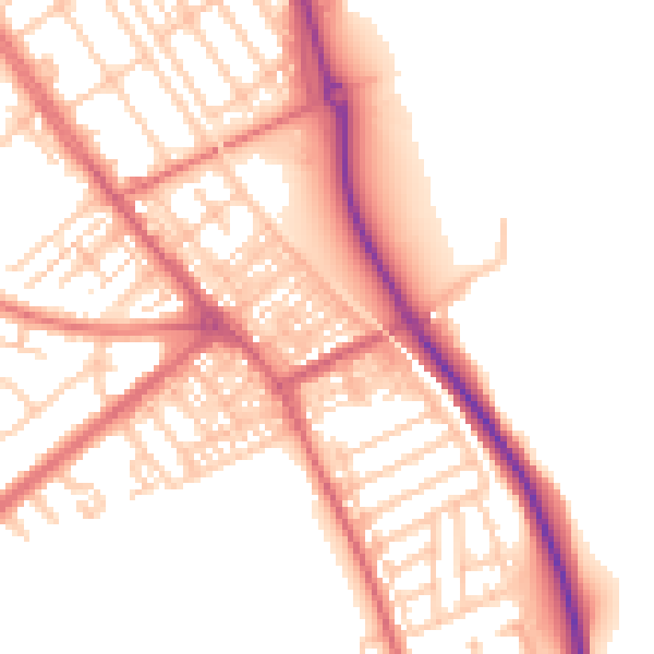 Daytime road noise heatmap for SR2 9QS