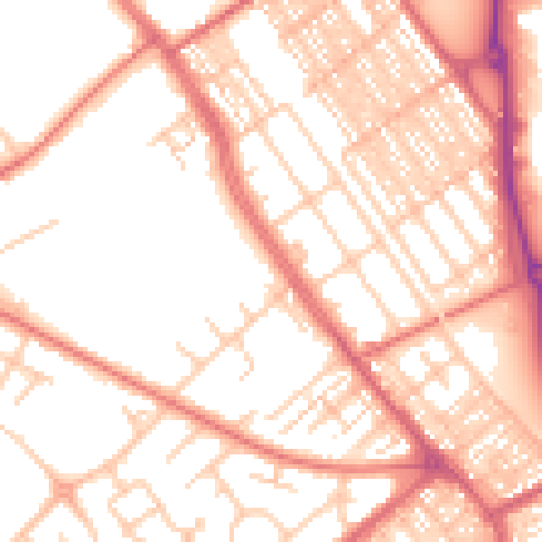 Daytime road noise heatmap for SR2 9QZ