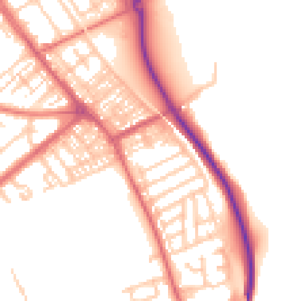 Daytime road noise heatmap for SR2 9RA