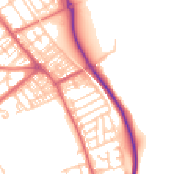 Daytime road noise heatmap for SR2 9RG