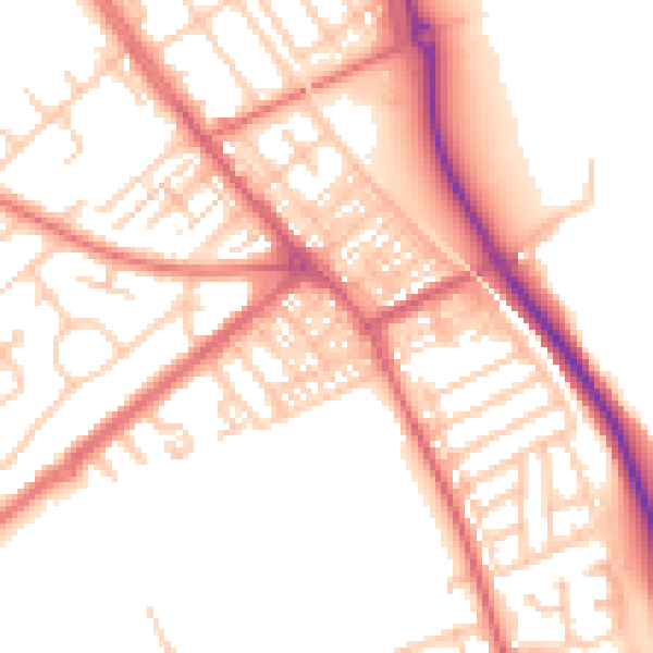 Daytime road noise heatmap for SR2 9RL