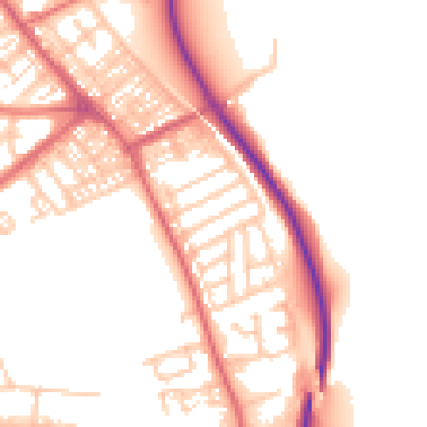 Daytime road noise heatmap for SR2 9SG