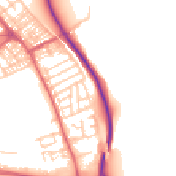 Daytime road noise heatmap for SR2 9SH
