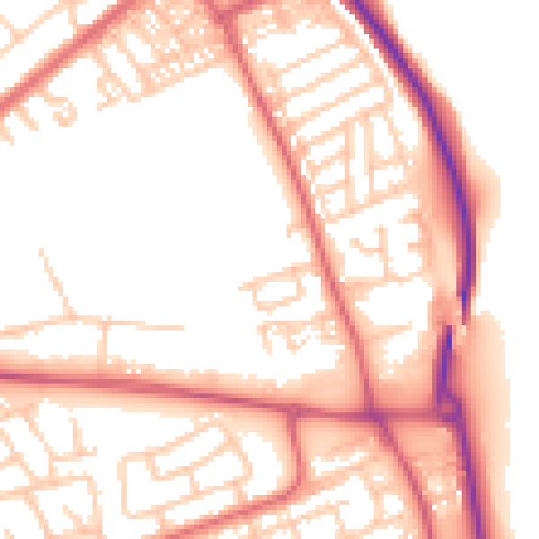 Daytime road noise heatmap for SR2 9SZ