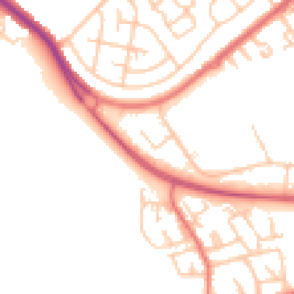Daytime road noise heatmap for SR2 9TP