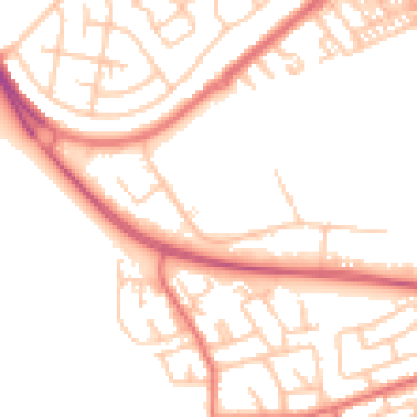 Daytime road noise heatmap for SR2 9TW