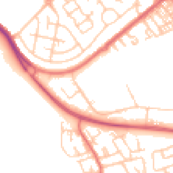 Daytime road noise heatmap for SR2 9UA
