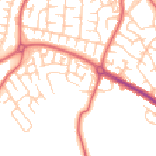 Daytime road noise heatmap for SR3 1AJ