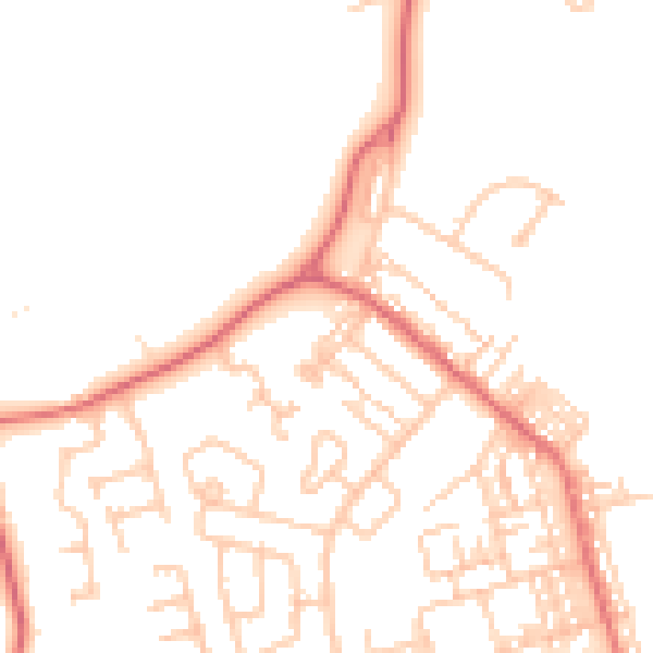 Daytime road noise heatmap for SR3 1BJ